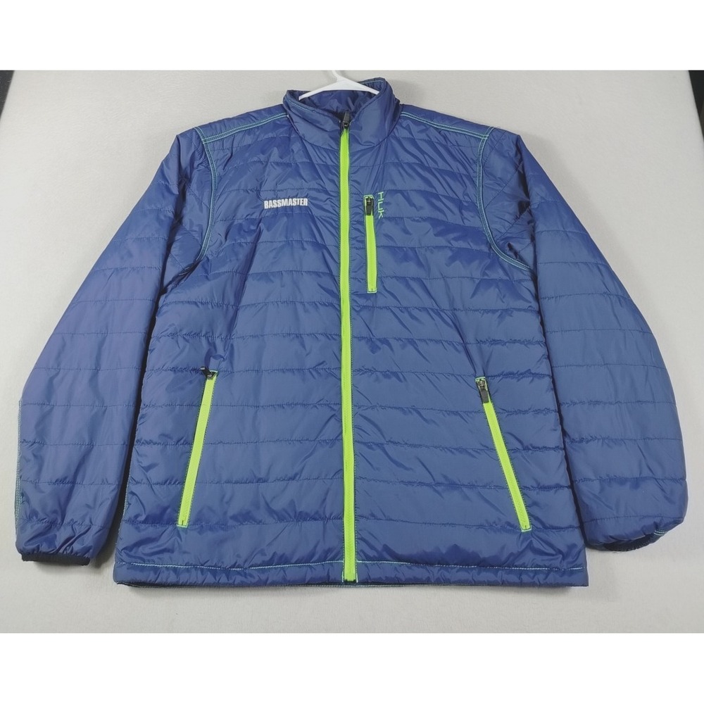 Huk Performance Fishing Jacket Mens Large‎ Blue Bassmaster Full Zip Insulated